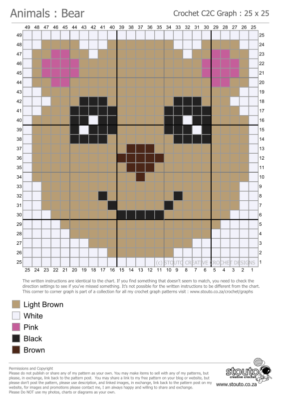 C2C Graph & Pattern for Cute Cartoon Bear