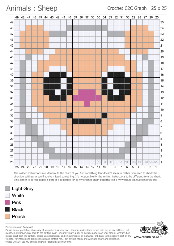 C2C Graph Pattern for Cute Bbay Sheep Square