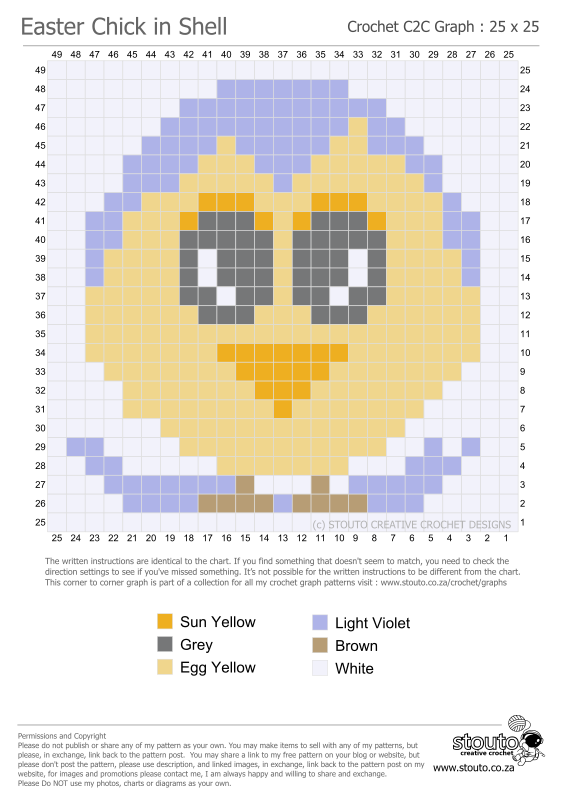 C2C Graph Pattern for Easter Chick in Shell