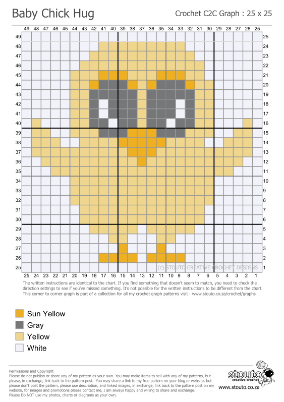 C2C Crochet Pattern - Cute Baby Chicken want a hug