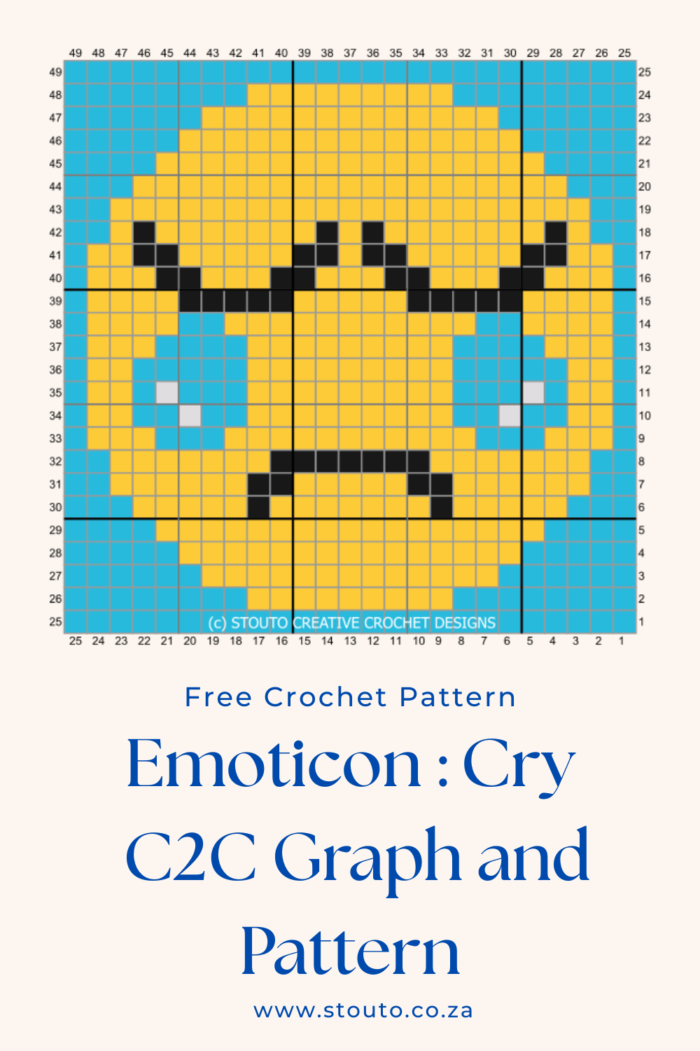  Free C2C Crochet Pattern Emoticon Cry