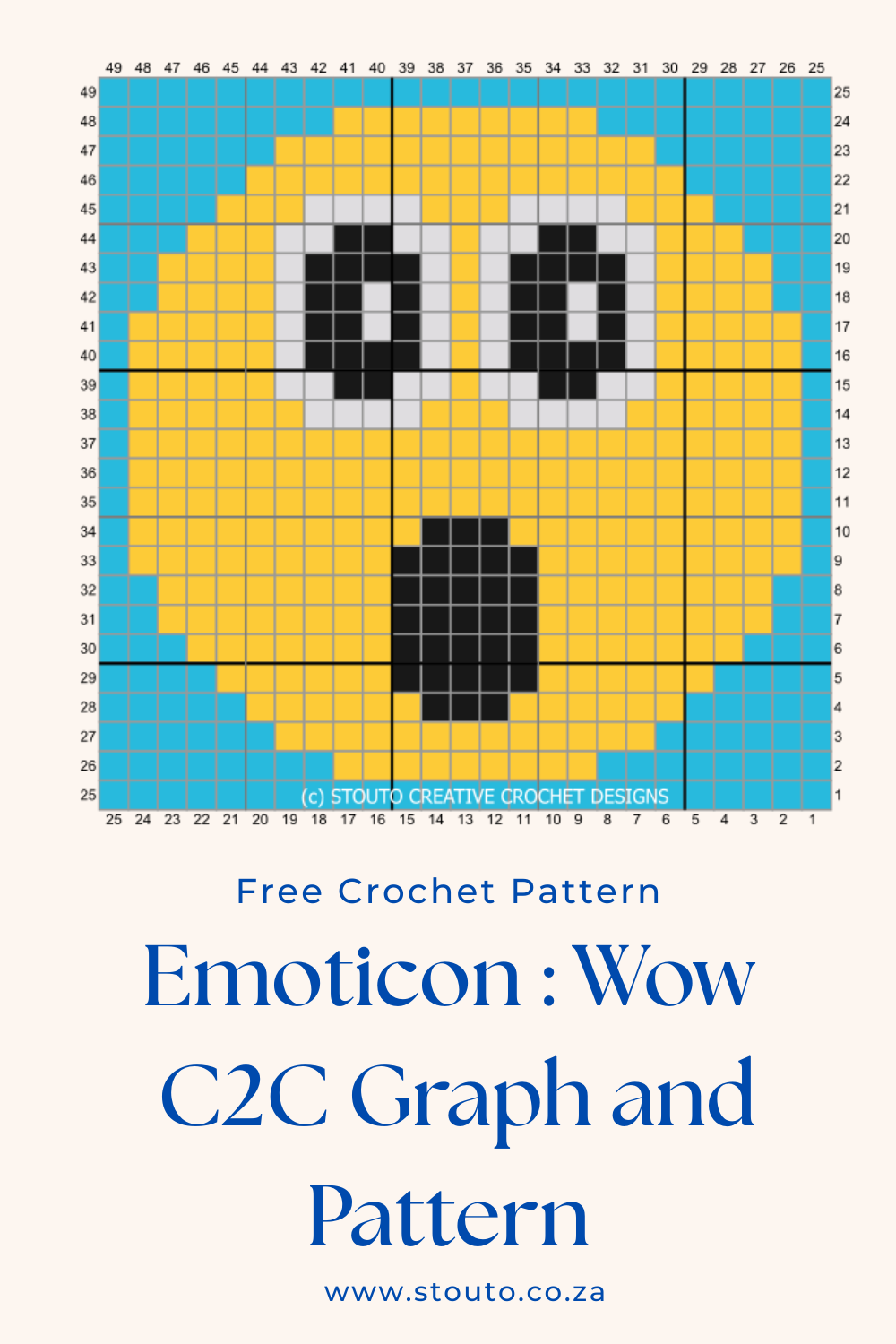 C2C Crochet Emoticon Wow Gasp Graph and Pattern