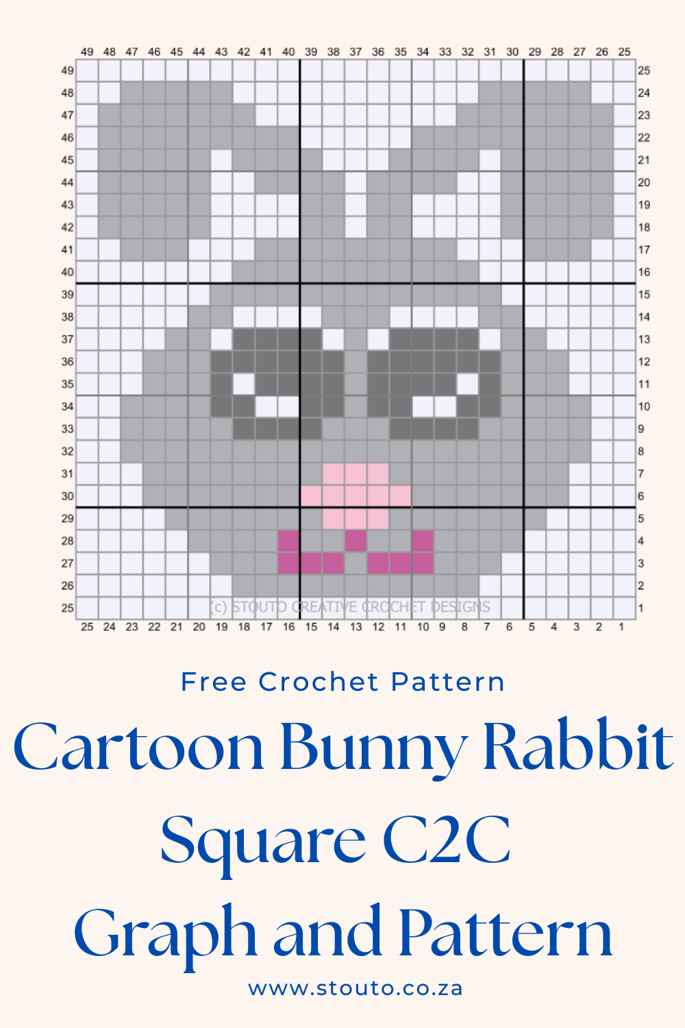 Cartoon Bunny Rabbits C2C Squares Graphs