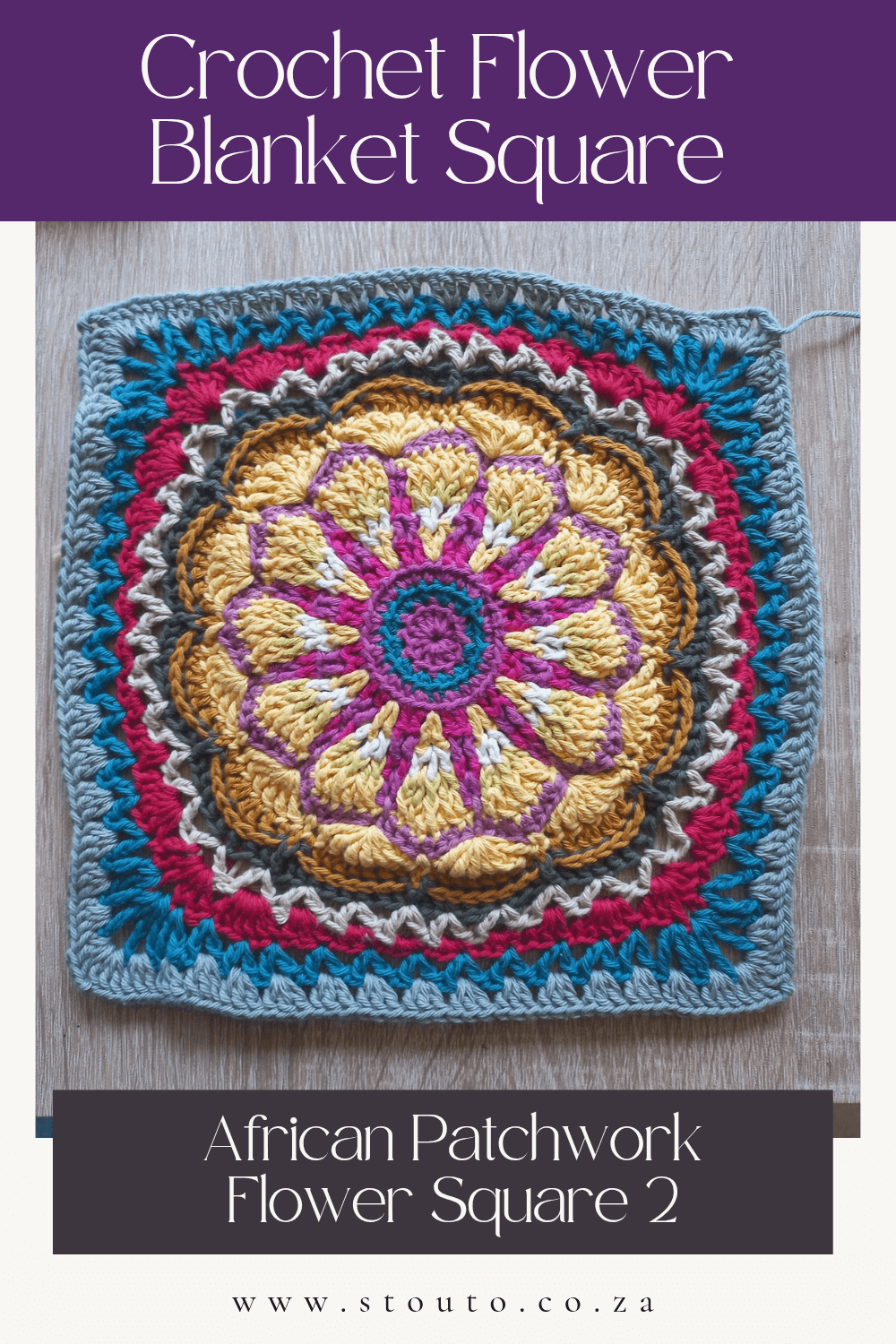 Crochet Flower Blanket Square Pattern