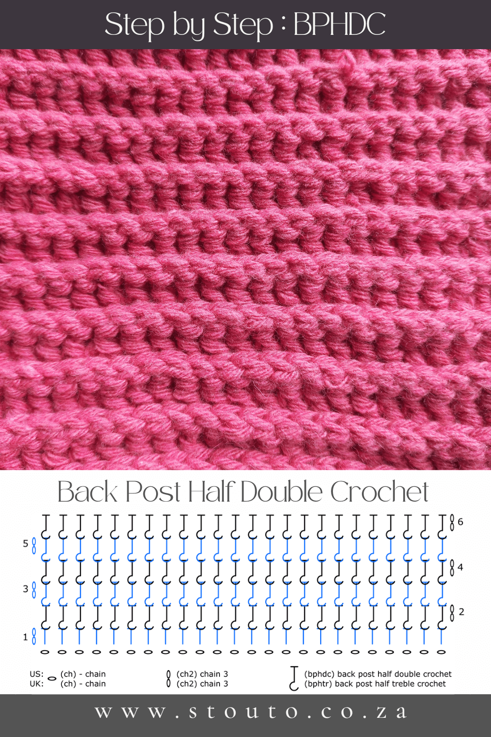 Back Post Half Double Crochet Stitch (BPhdc) Step-by-Step Beginners Guide