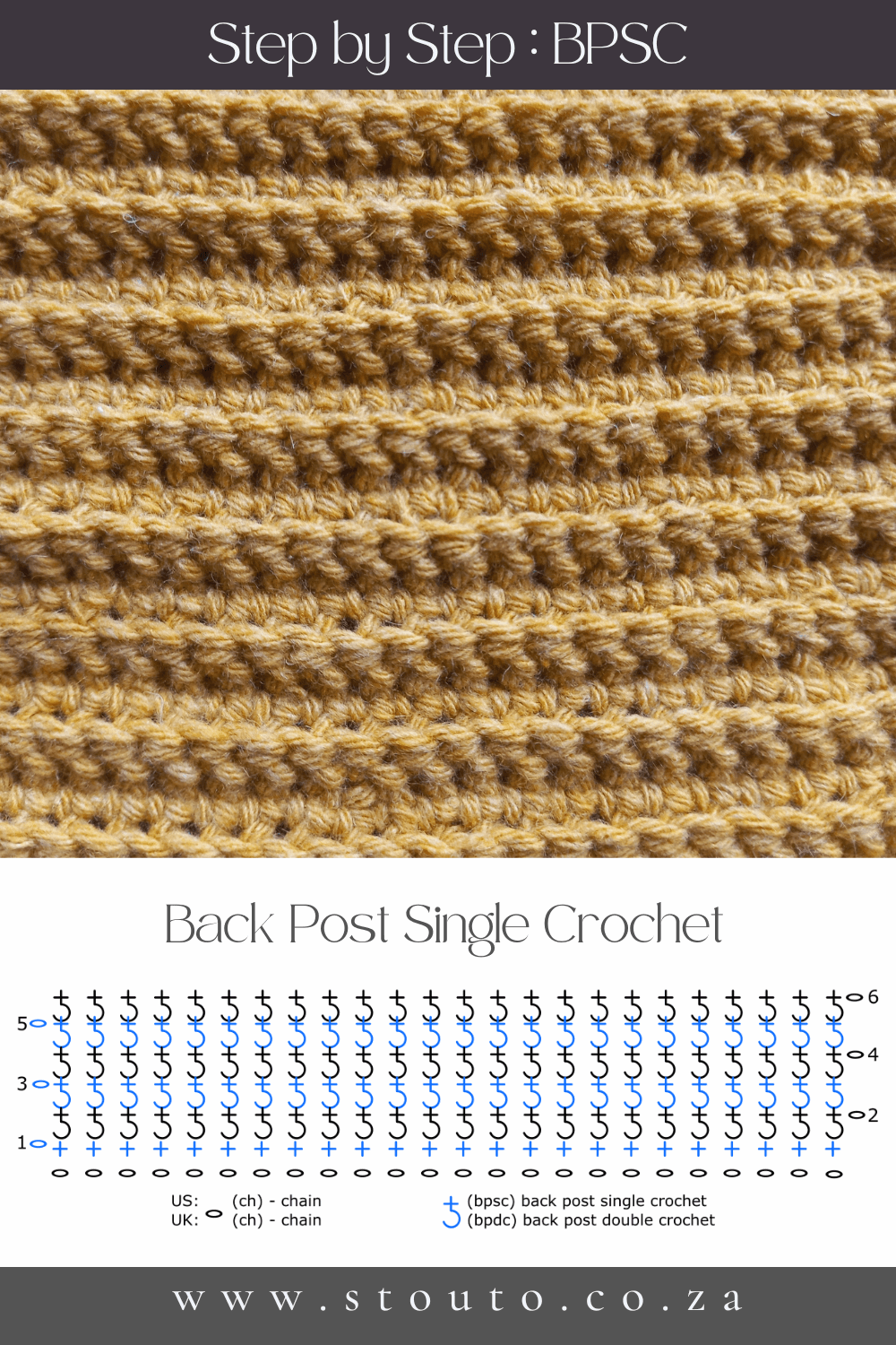 Beginner’s Guide to the Back Post Single Crochet Stitch (US: BP SC, UK: BP DC)