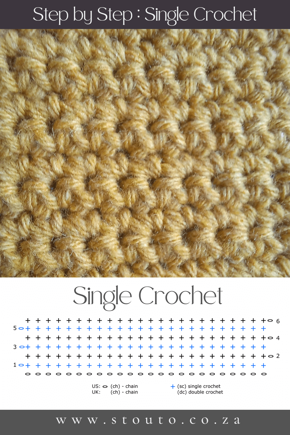Learn how to master the single crochet stitch (US : SC/ UK : DC) with detailed instructions. 