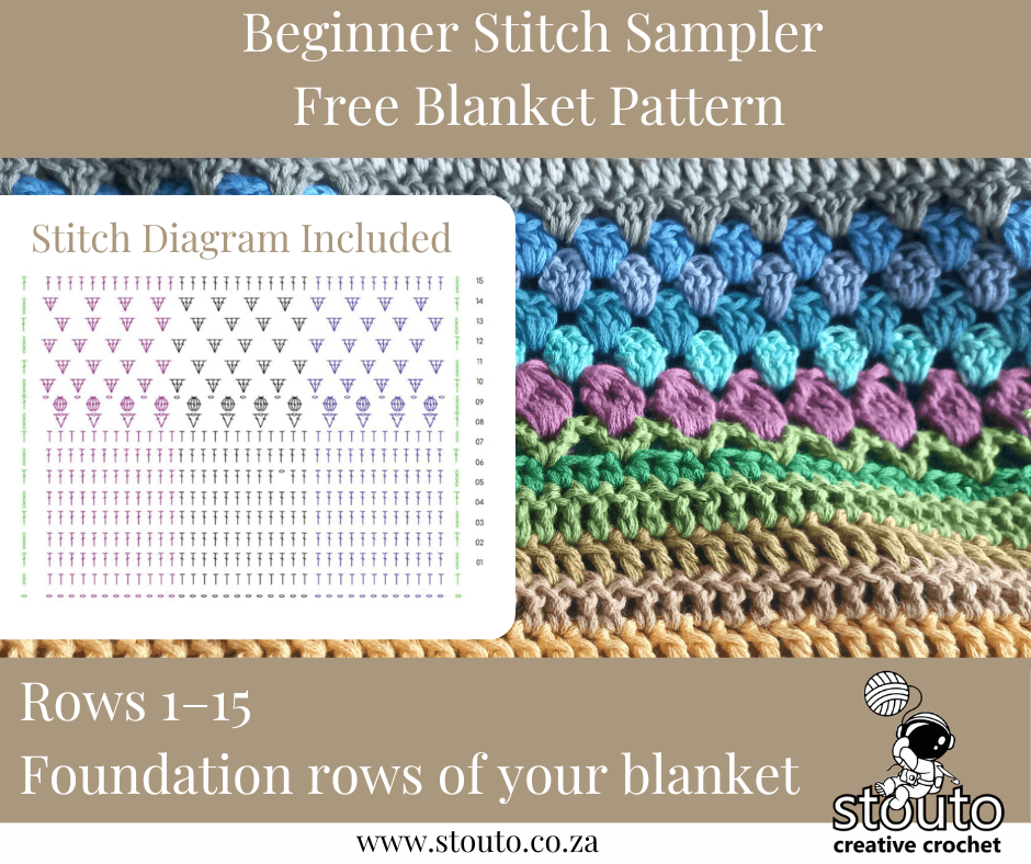 Rows 15–26 create gorgeous texture and definition.Diagram included for stitch placement.
