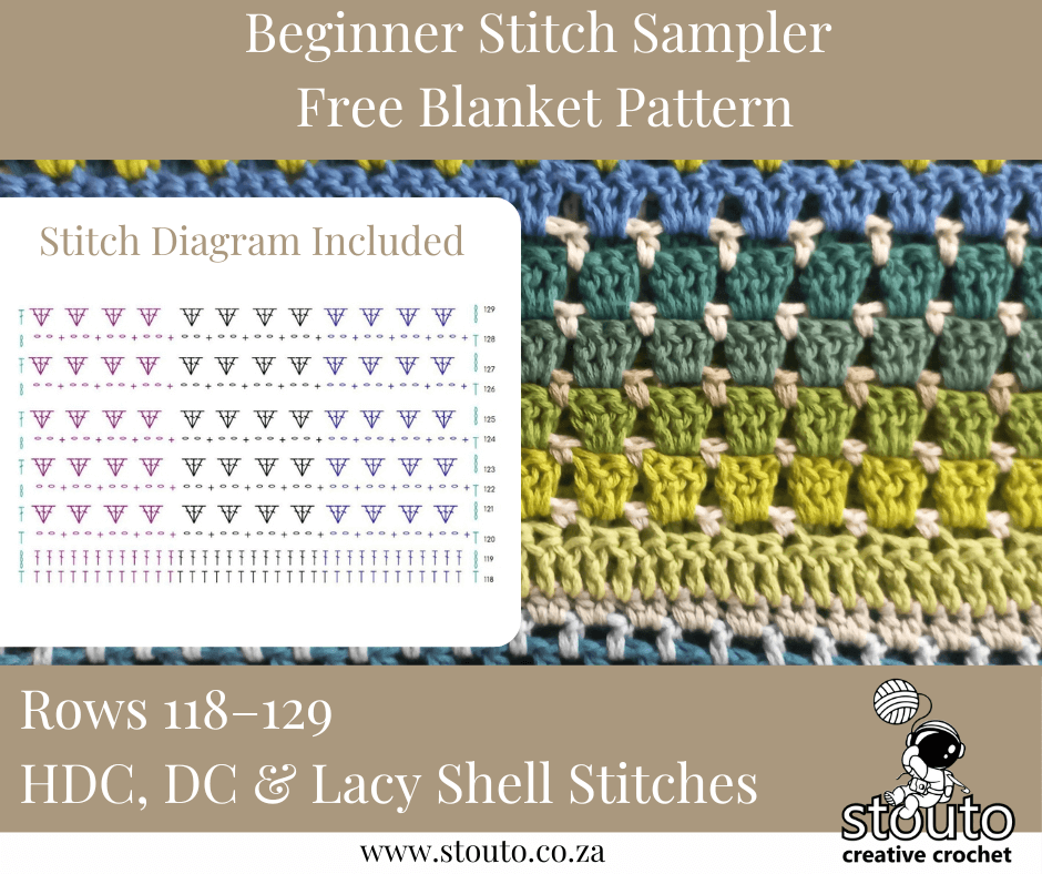 A graceful, flowing shell section. Shell stitch diagram included in pattern