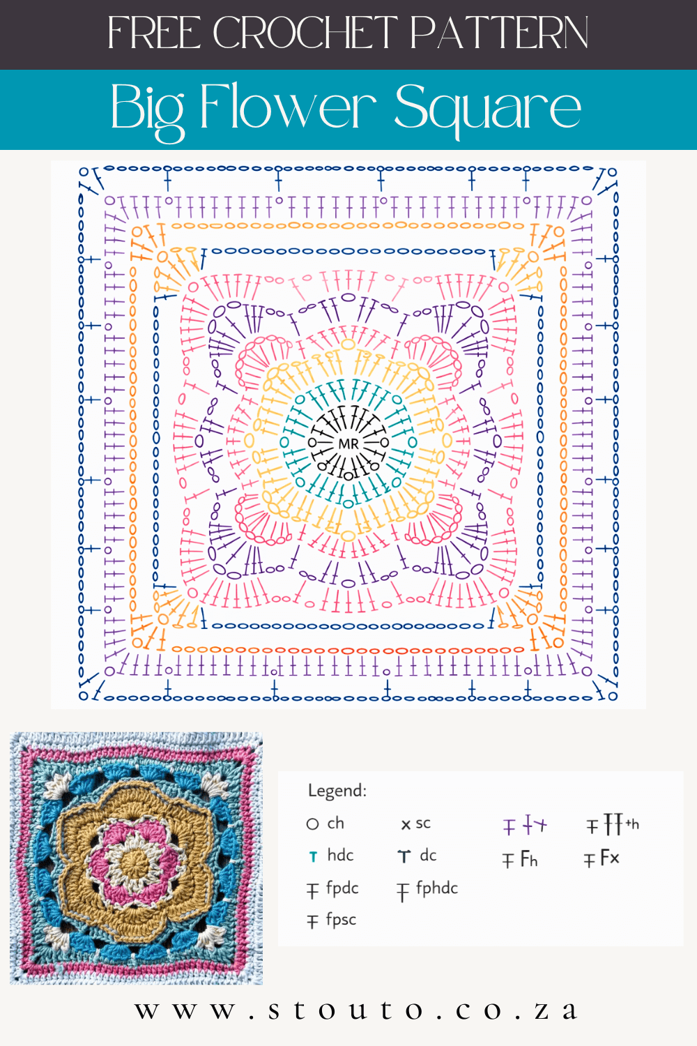 Big Flower Square – Free Crochet Square  Pattern