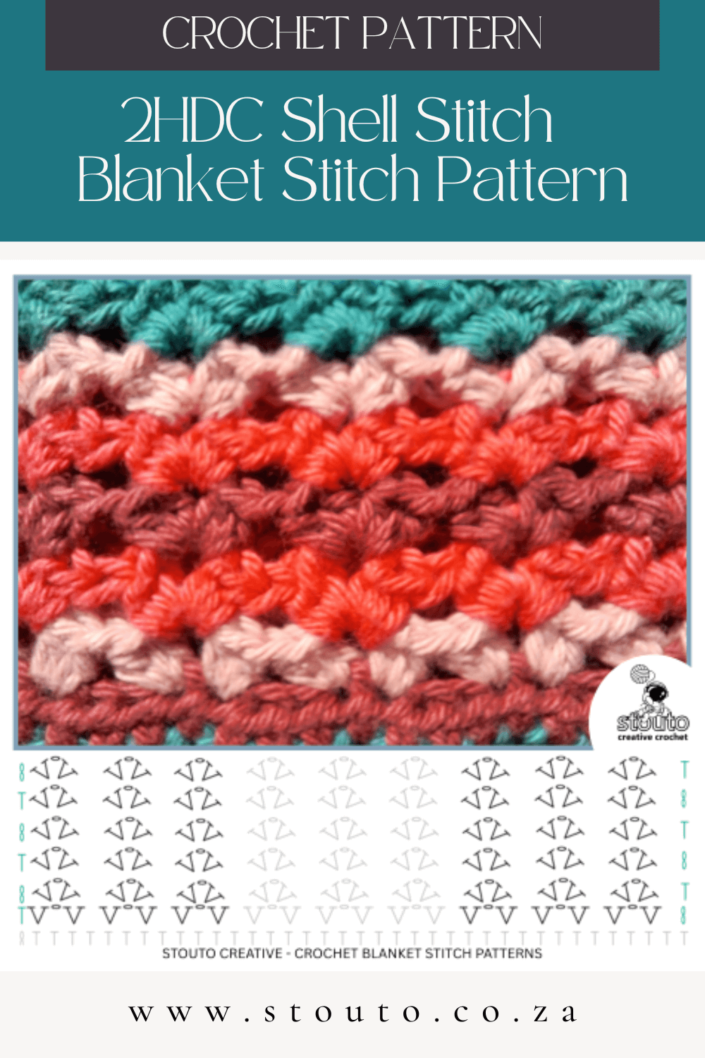 Stitch Diagram Free Half Double Crochet Shell Blanket Pattern for Beginners