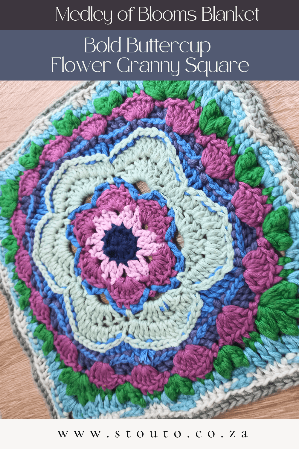 Textured Floral Granny Square Pattern (Large & Bold)