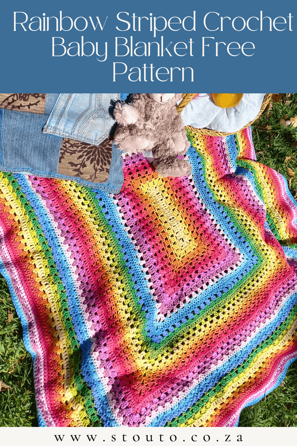 New to crochet? This beginner-friendly rainbow striped baby blanket works up beautifully and makes a stunning first blanket project.