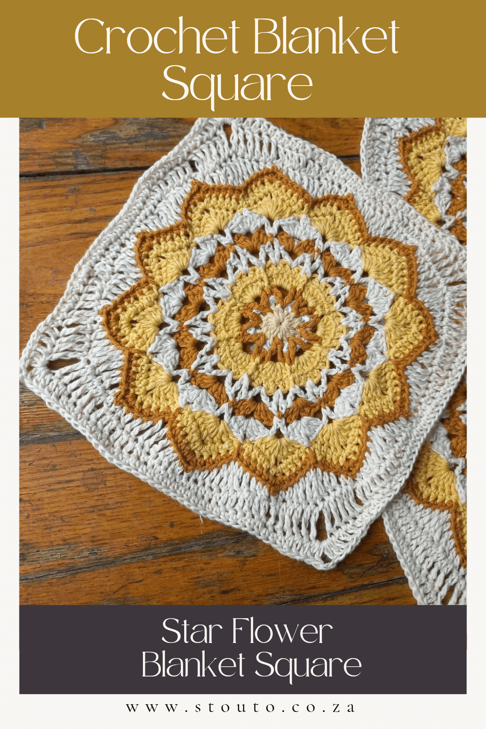 Star flower granny square crochet motif