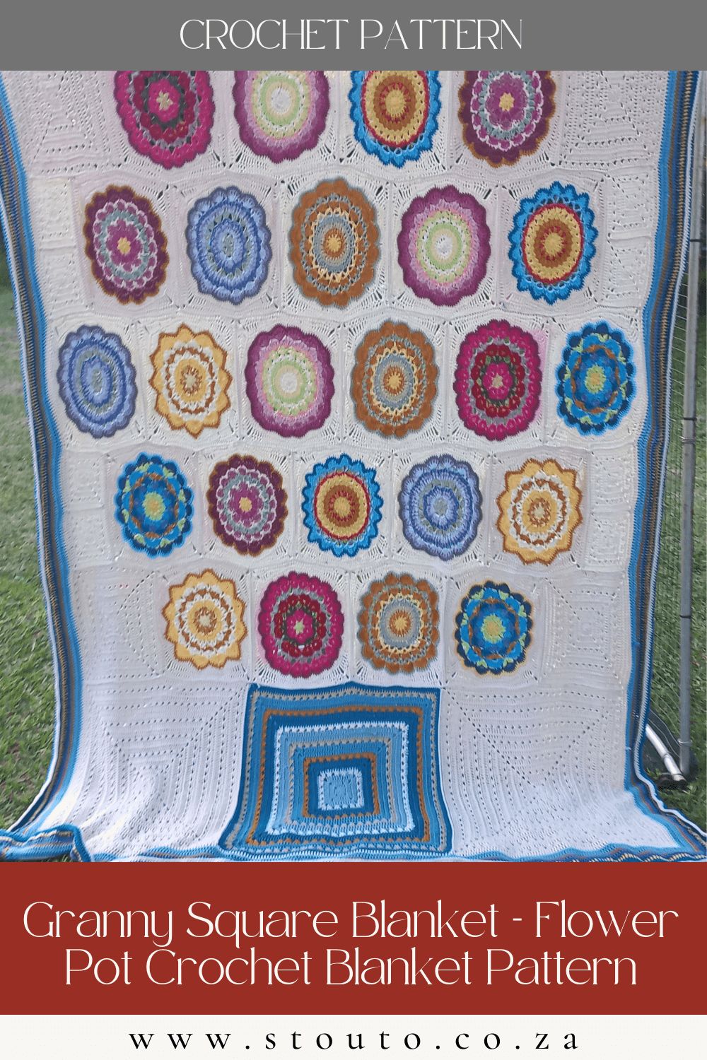 Patchwork Crochet Blanket Pattern with Flower Squares
