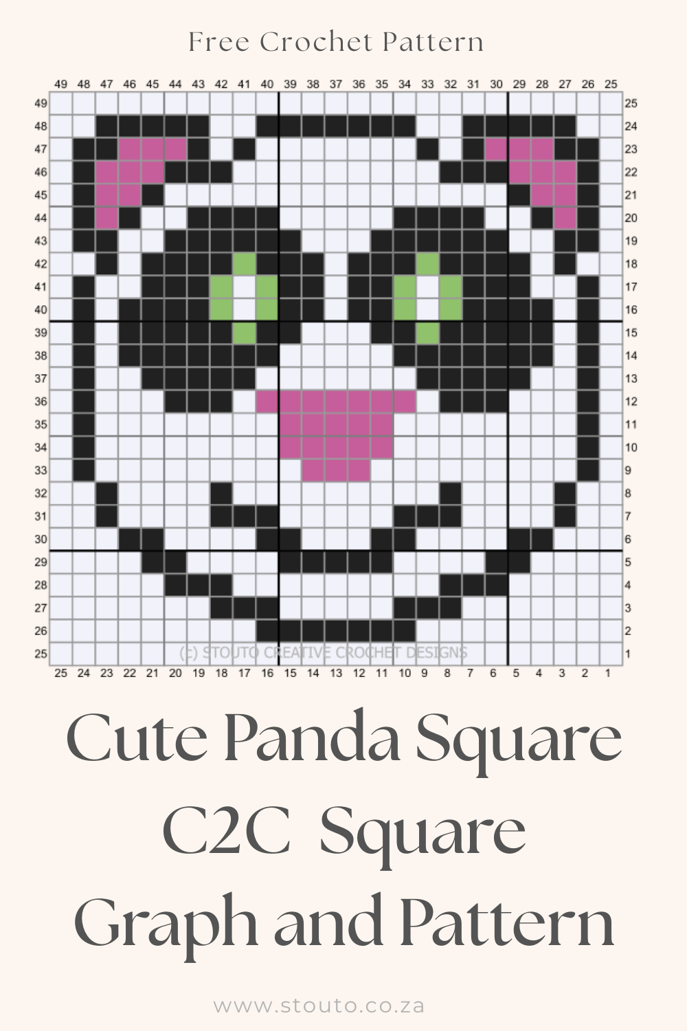 Panda Bear Corner-to-Corner Crochet Free Crochet Graph Pattern