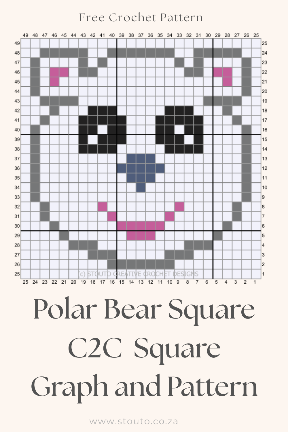 C2C Cartoon Baby Panda Bear Crochet Graph and Pattern