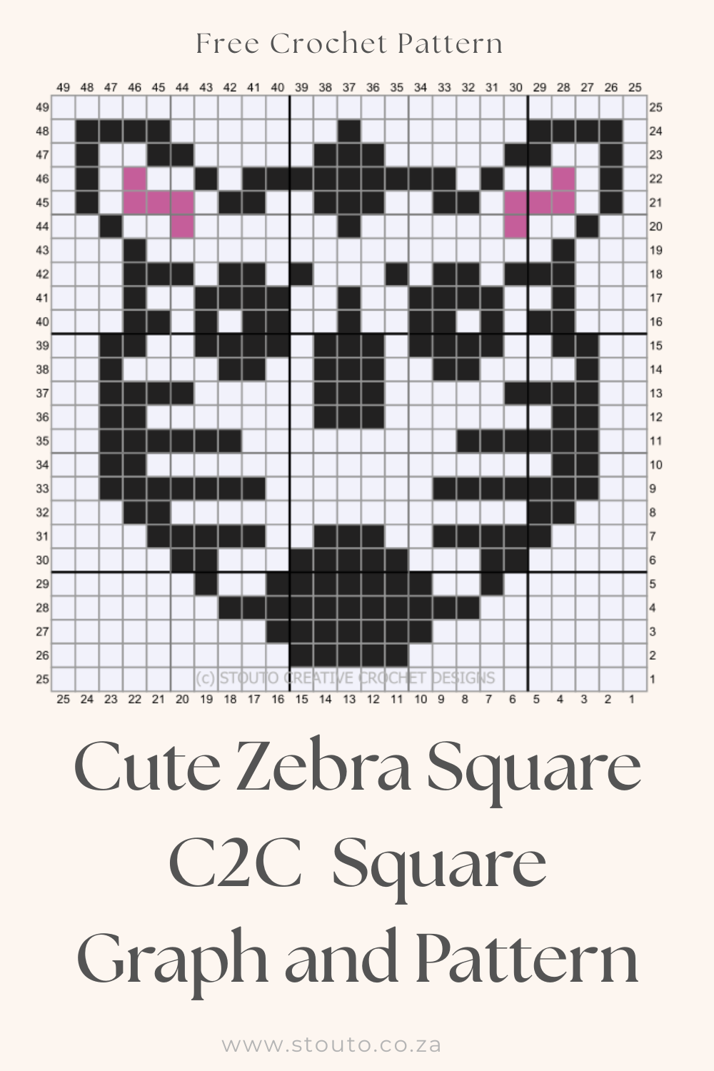 Free Forever Lazy Lion C2C Crochet Square Pattern