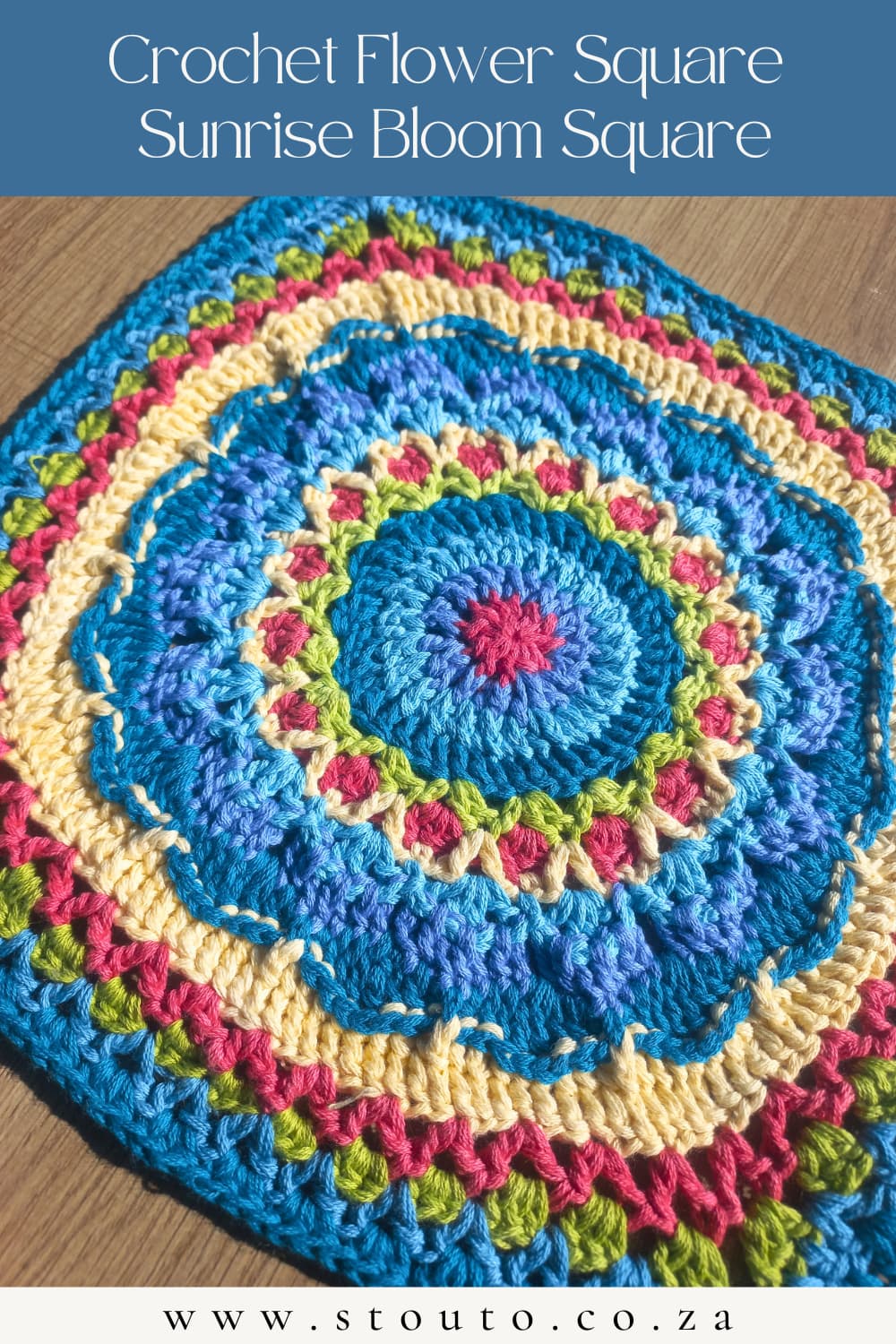 Sunrise Bloom Square crochet flower blanket square