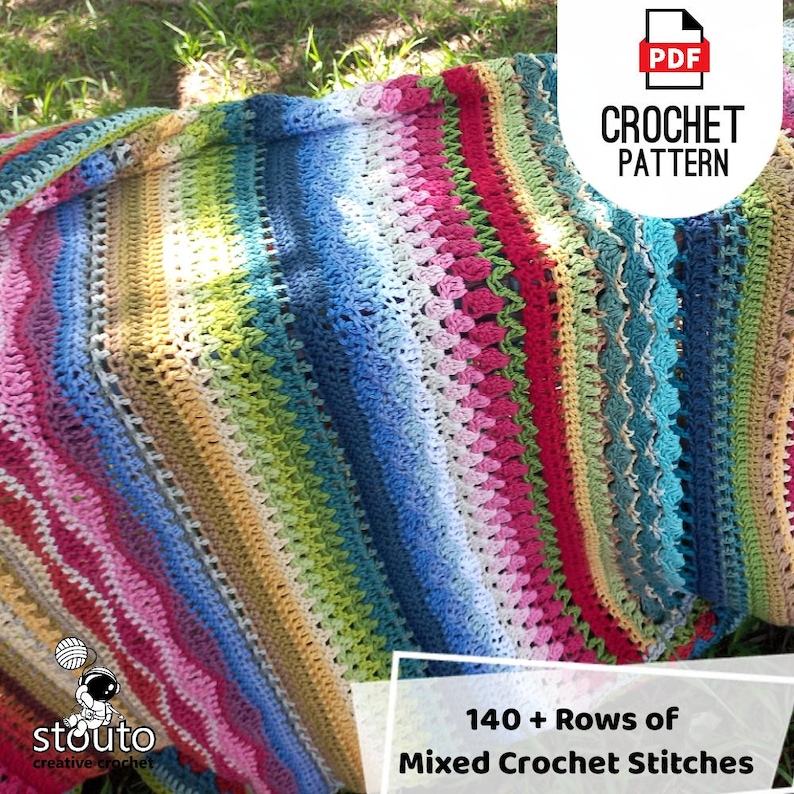 Get full ad free crochet stitch sampler blanket pdf pattern