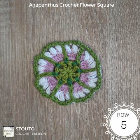 Agapanthus crochet Flowers Square Round 5
