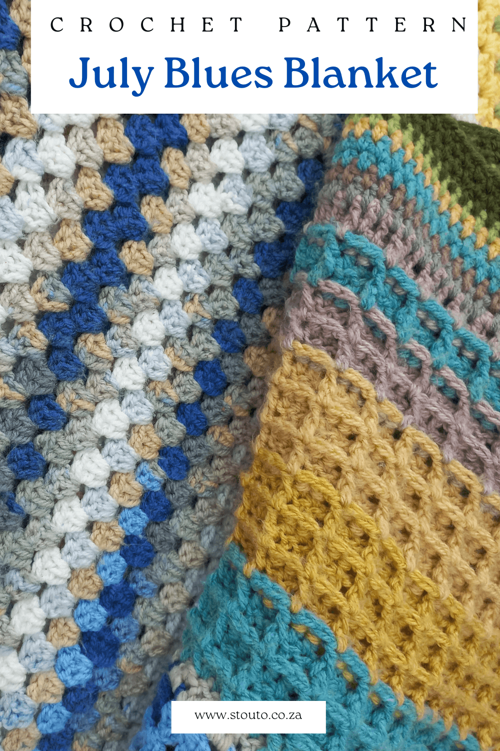 July Blues crochet waffle stitch mic and match blanket pattern