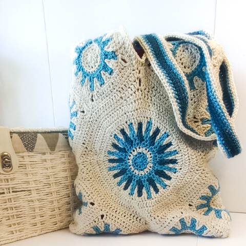 Make a bright colored crochet beach bag