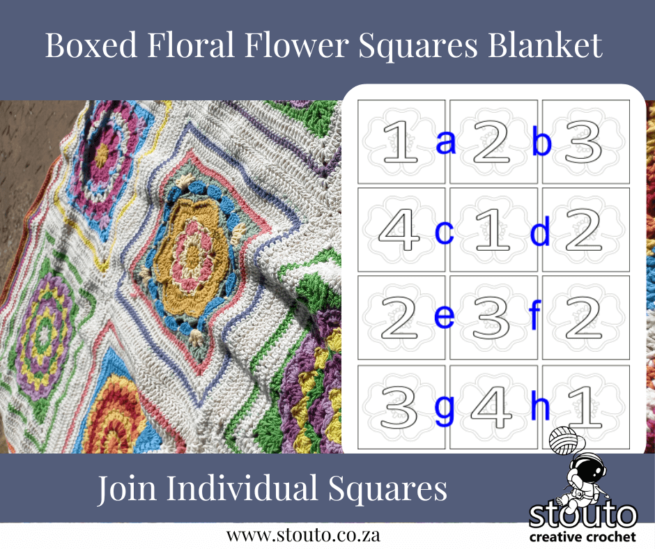 Join crochet squares into panel stripes