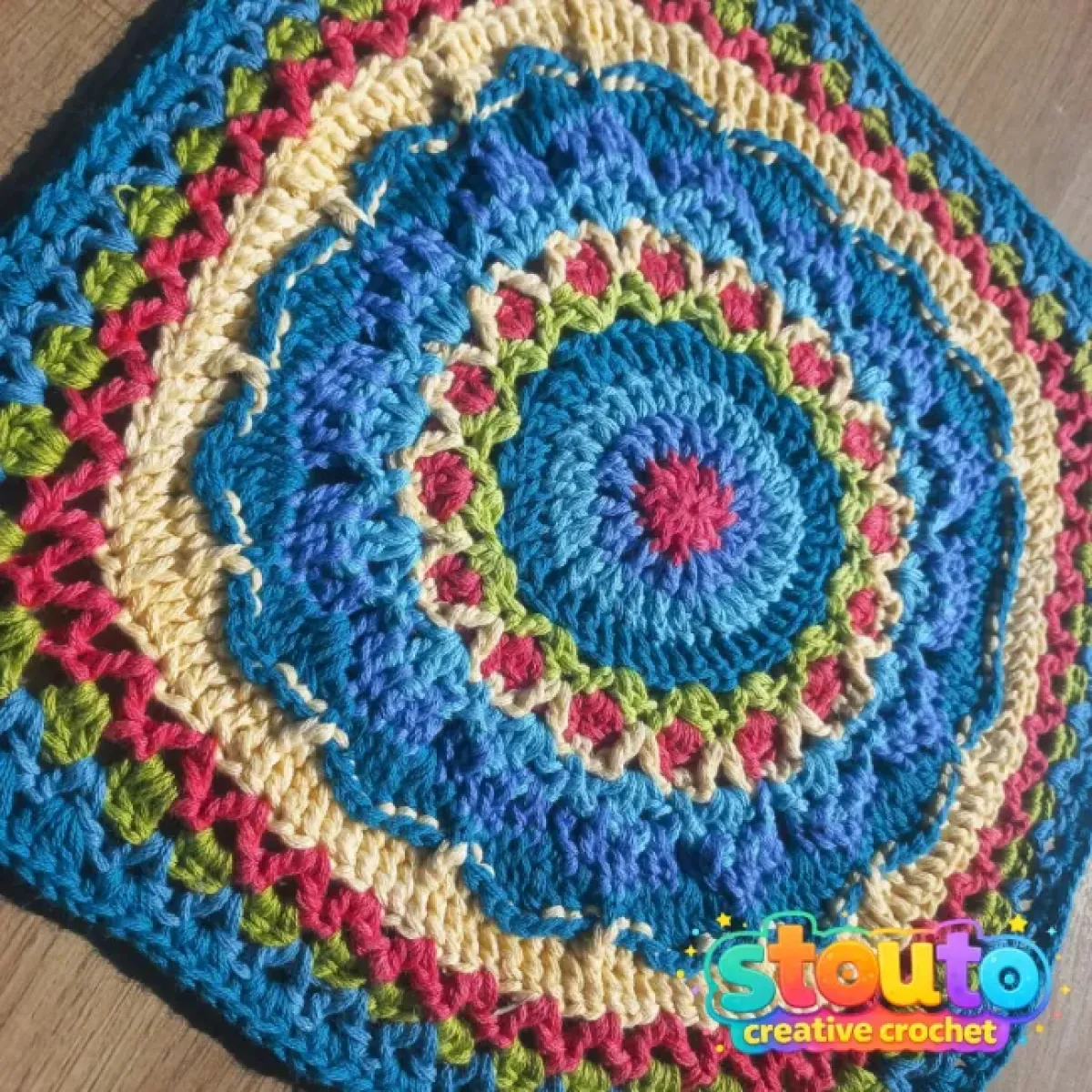 Sunrise Bloom Square Patchwork crochet flower blanket square