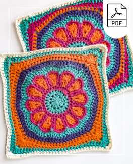 Download the pdf version of this Large daisy flower crochet squares