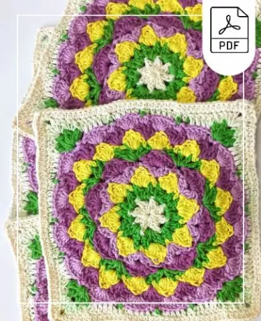Download the digital pdf version of blooming flower crochet square