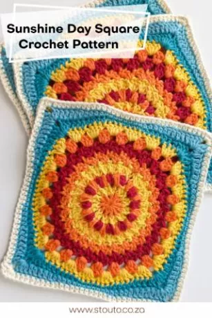 Sunshine Day Crochet Square:Sun center crochet square patterns