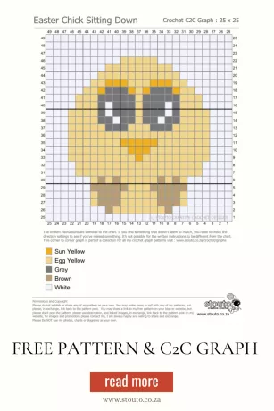 Cute sitting baby chick Free C2C Crochet Graph and Pattern