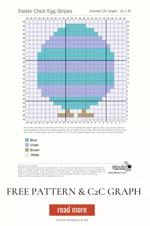 Striped Easter Egg with legs square Free C2C Graph and Pattern