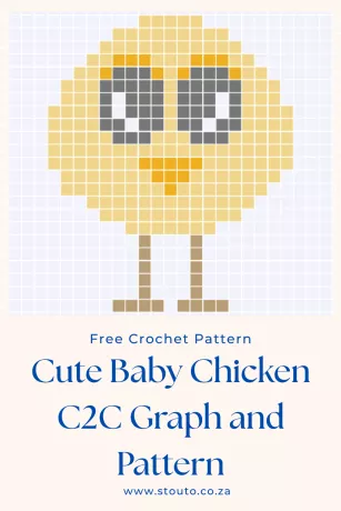 Cartoon Baby Chicken c2c crochet pattern and graph