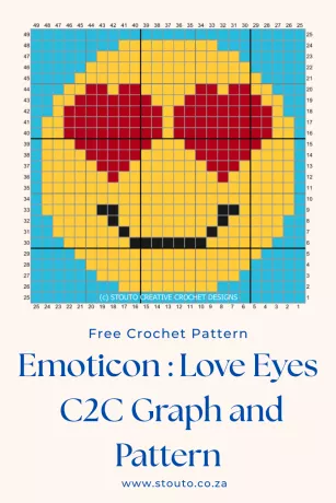  Free C2C Crochet Pattern Emoticon Love Eyes