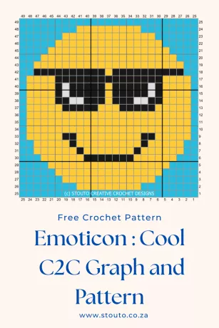 Free C2C Crochet Emoticon Sun Shades Graph and Pattern