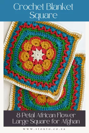 Classic African Flower with 8 Bold Petals Free Pattern