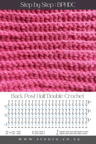 Back Post Half Double Crochet Stitch (BPhdc) Step-by-Step Beginners Guide