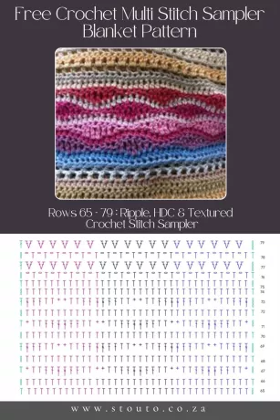 Free Crochet Stitch Sampler Blanket Pattern - Rows 65–79 – Ripple, HDC & Textured Crochet Stitch Sampler