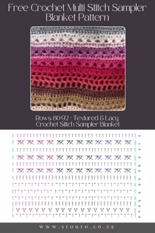 Free Crochet Stitch Sampler Blanket Pattern - Rows 80–92 – Textured & Lacy Crochet Stitch Sampler Blanket