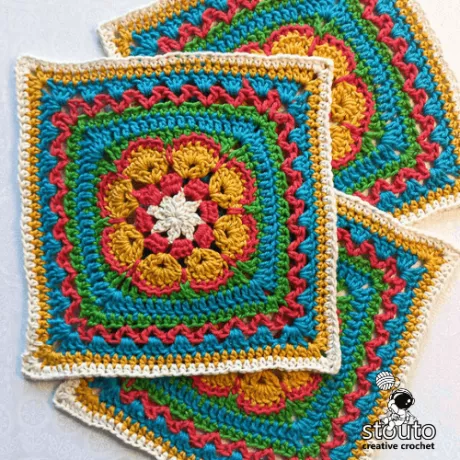 African flower crochet blanket squares for an afghan