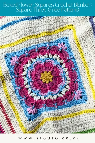 Boxed Flower Squares Crochet Blanket : Square Four (Free Pattern)