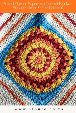 Boxed Flower Squares Crochet Blanket : Square Three (Free Pattern)