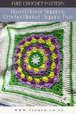 Boxed Flower Squares Crochet Blanket : Square Two (Free Pattern / Photo Tutorial)