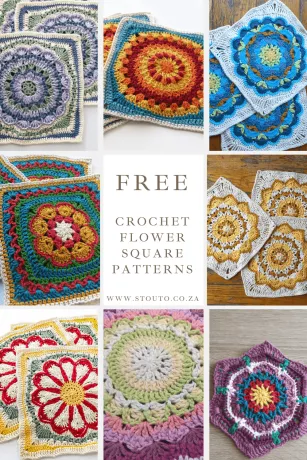 A large selection of free crochet flower granny square patterns