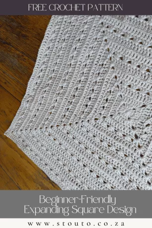 Beginner-friendly crochet blanket made from repeating square rounds