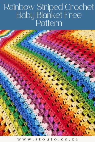 Beginner-friendly crochet baby blanket in rainbow color sequence