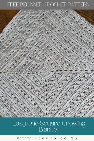 Easy one-square crochet blanket growing from the centre using double crochet rounds