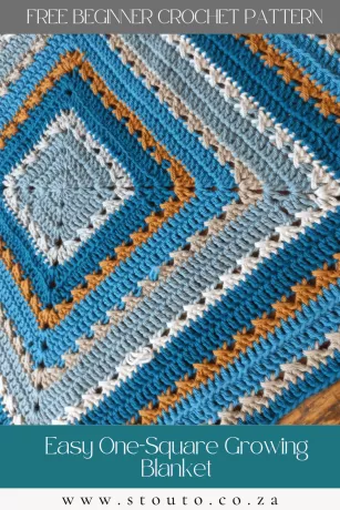Growing square crochet blanket worked from the center outward